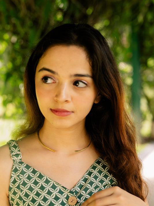 Solis Brass Adjustable Neck Cuff Choker (Anti Tarnish)