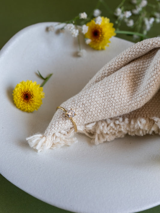 Crystal Glow Brass Adjustable Ring (Anti Tarnish)