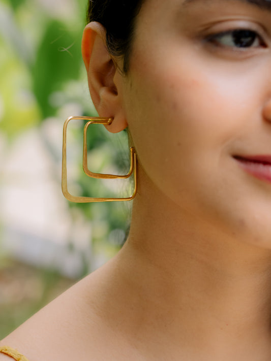 Quad Square Brass Earring (Anti Tarnish)
