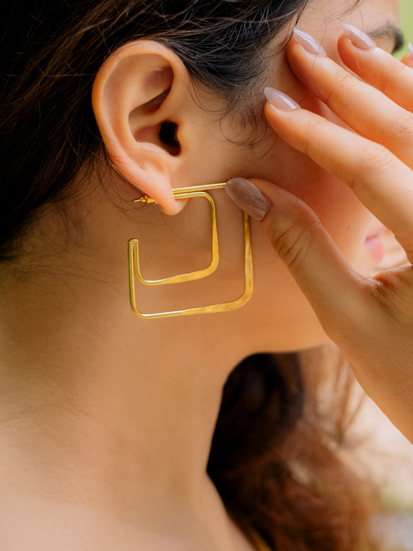 Quad Square Brass Earring (Anti Tarnish)