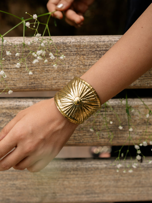 Mystic Dune Statement Cuff Brass Bracelet (Anti Tarnish) Adjustable