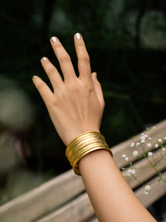 Slashes Statement Brass Bracelet (Anti Tarnish)