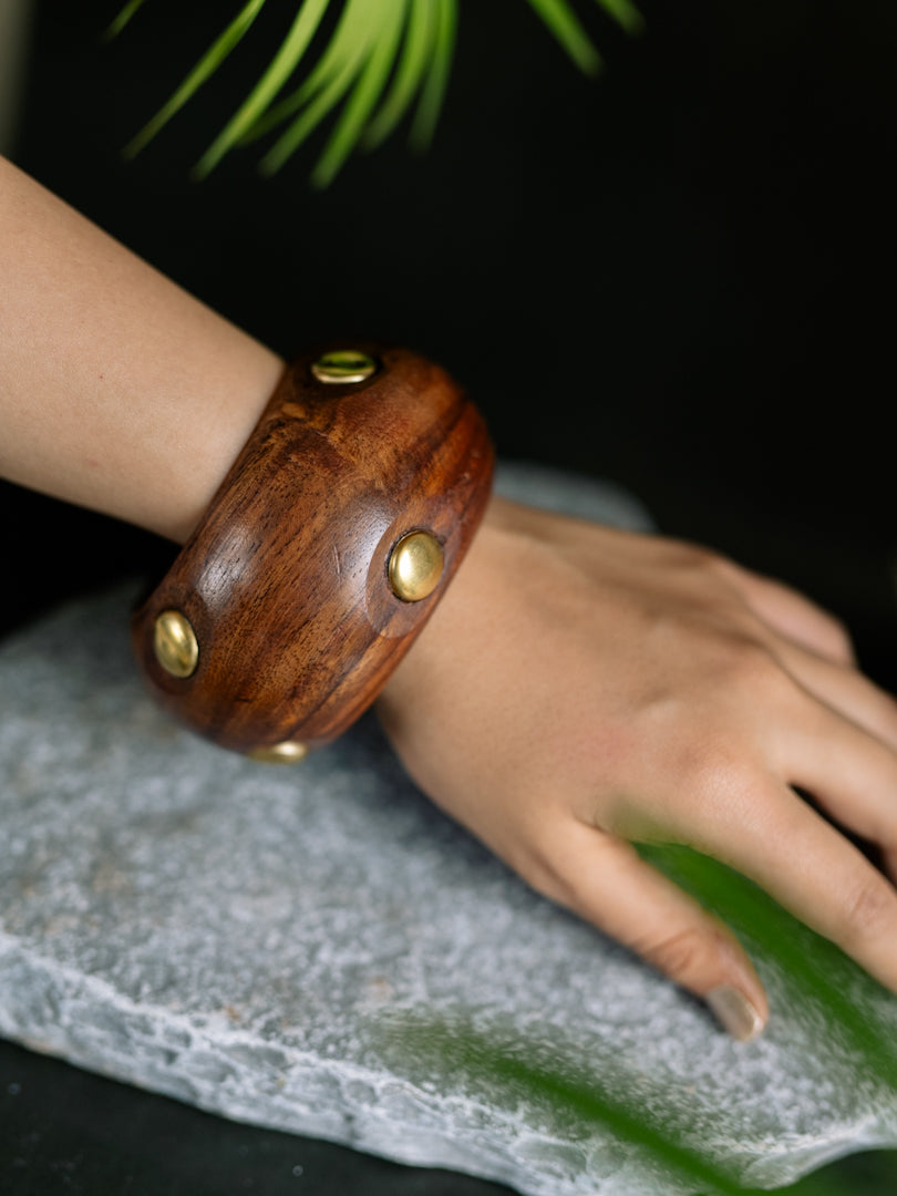 Handcraved Wooden Bangles Combo - Stack of 3 Bangles