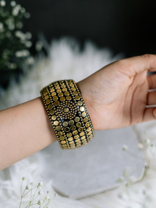 Vintage Studded Brass Bangle Combo - Stack of 3 Bangles