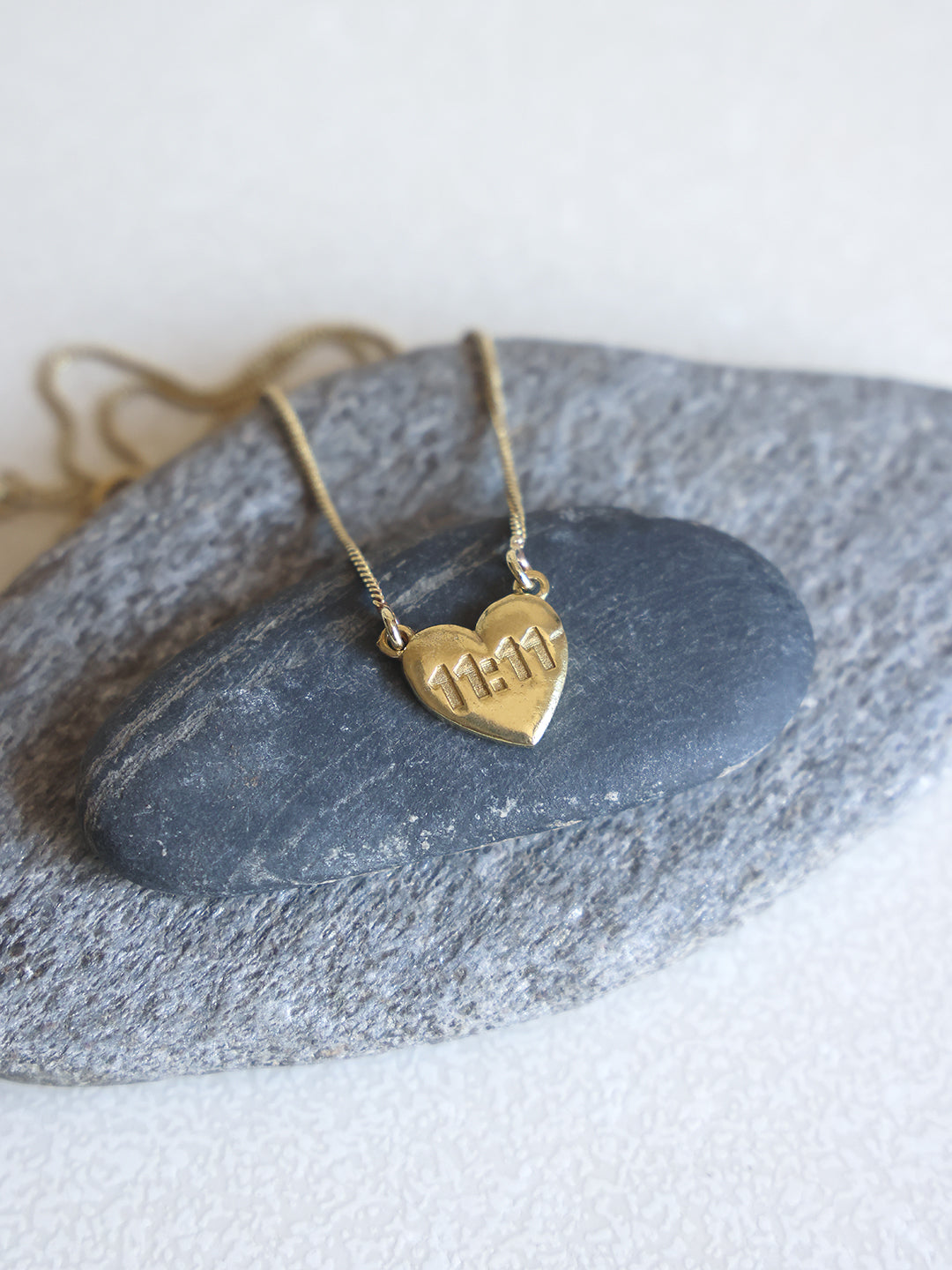11:11 Wish Heart Brass Necklace (Anti Tarnish)