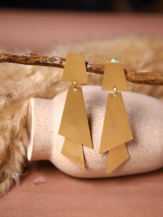 Triad Brass Handmade Earring (Anti Tarnish)