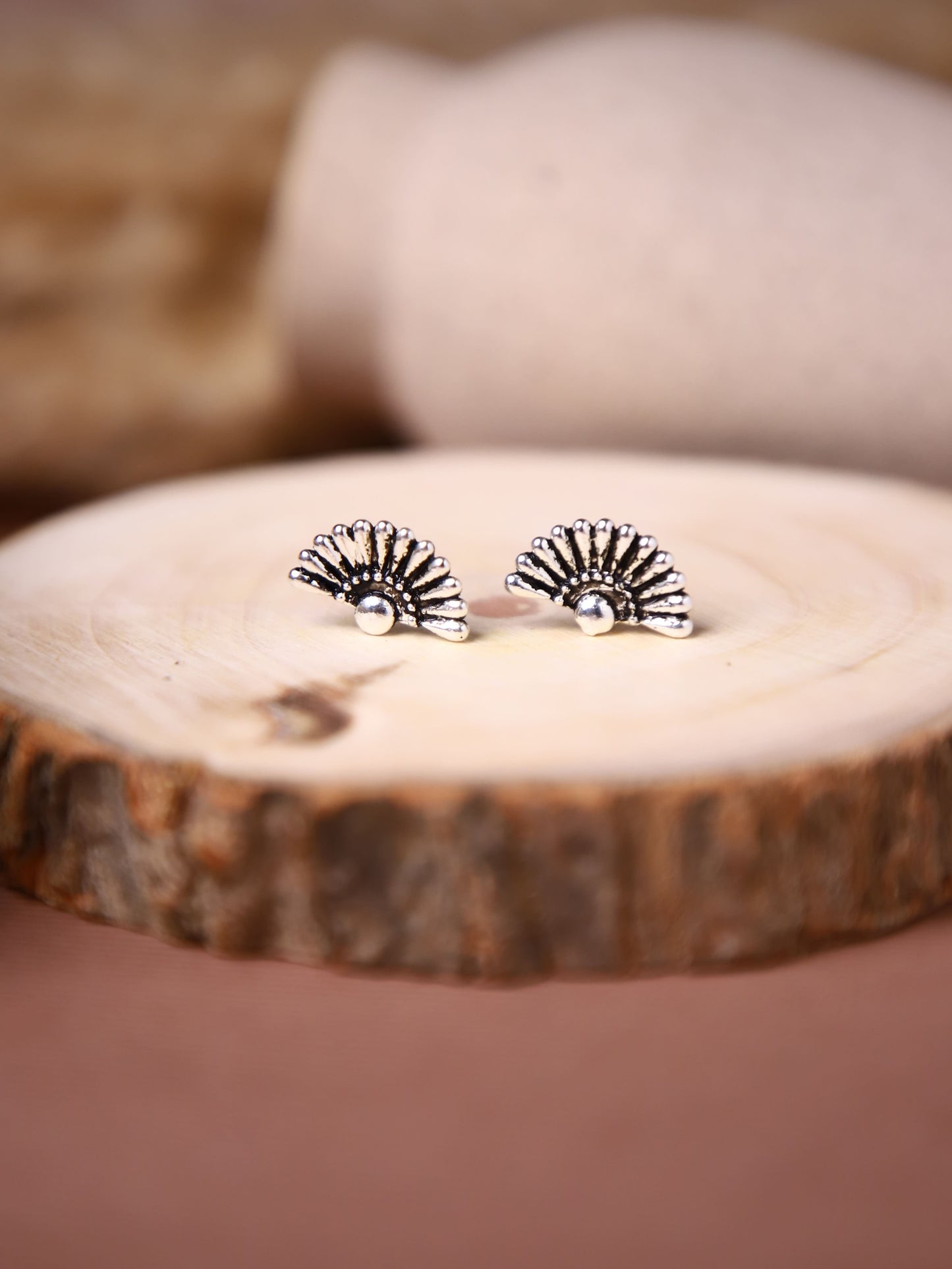 Petal Oxidised Silver Earring