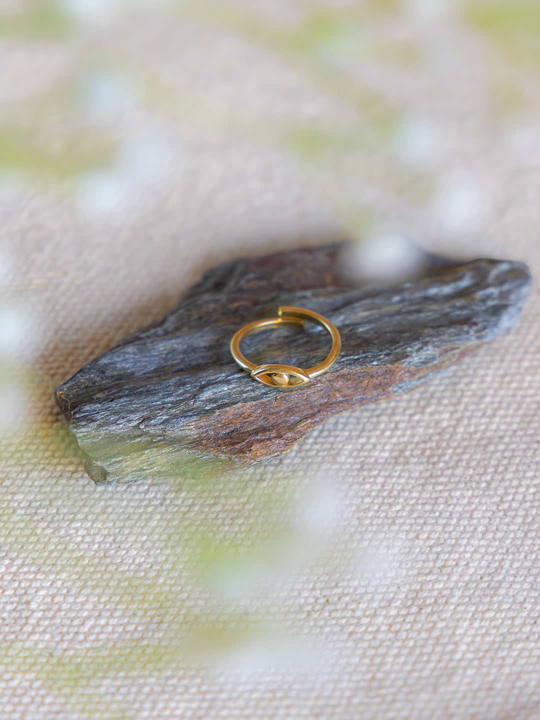 Evil Eye Brass Adjustable Ring (Anti Tarnish)