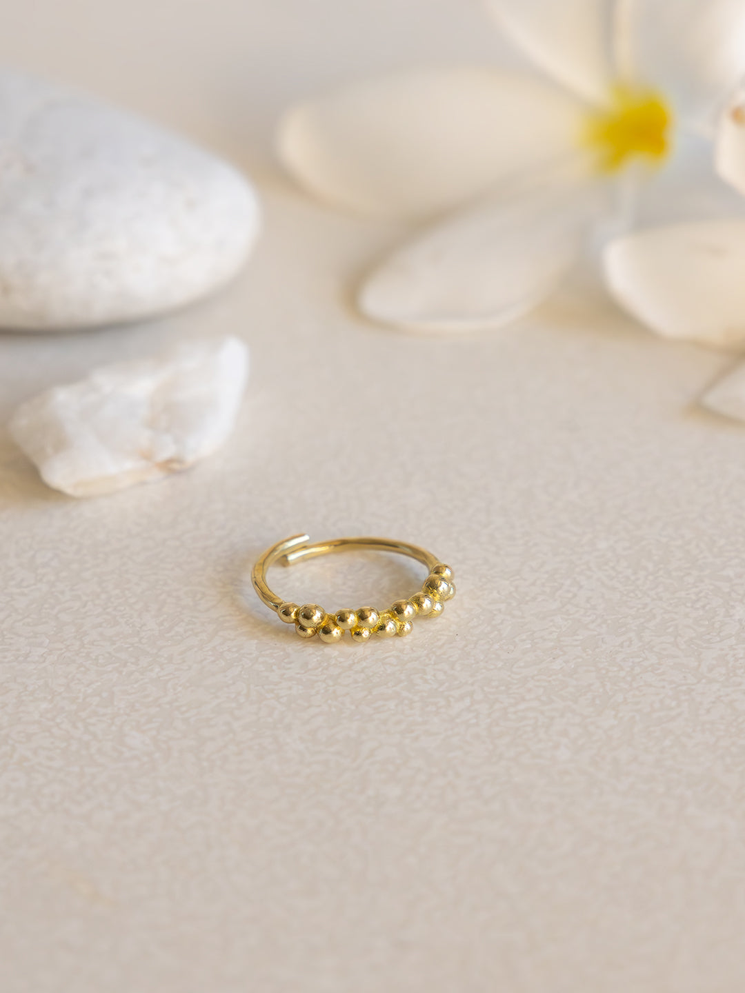 Beadlet Brass Adjustable Ring (Anti Tarnish)