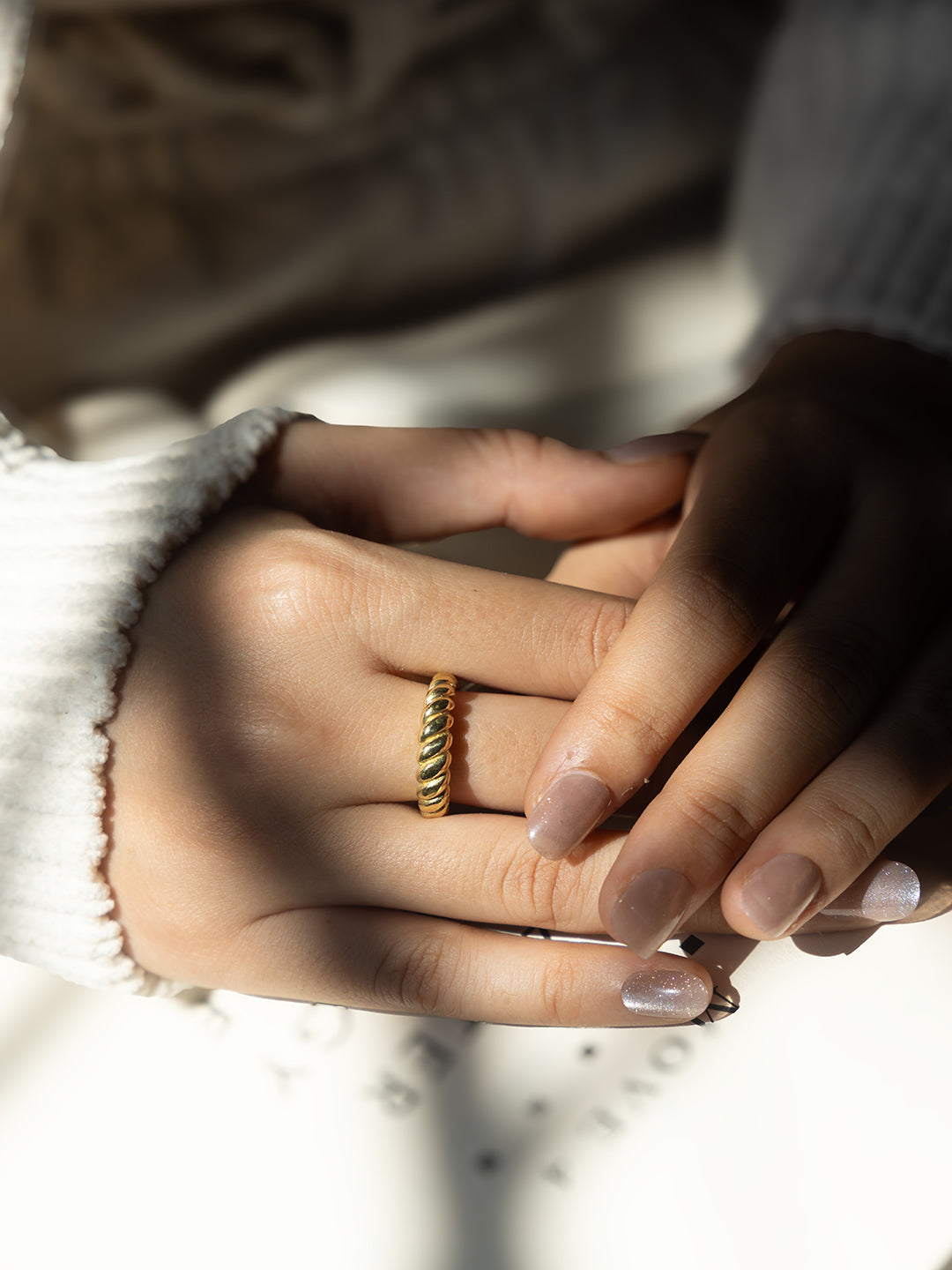 Twill Brass Adjustable Ring (Anti Tarnish)