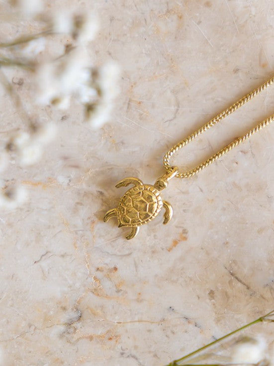 Turtle Charm Brass Necklace (Anti Tarnish)