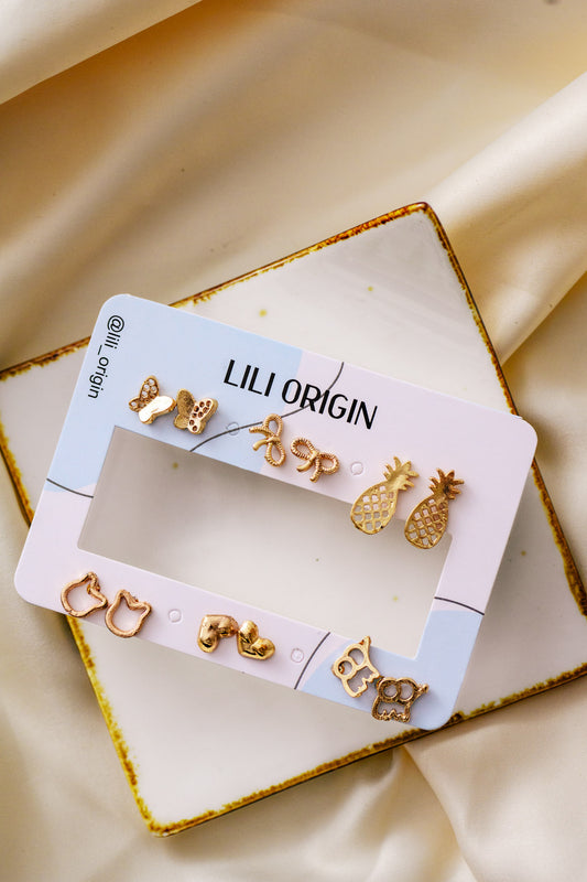 6 Pair Lili Stud earring - Lili-Origin