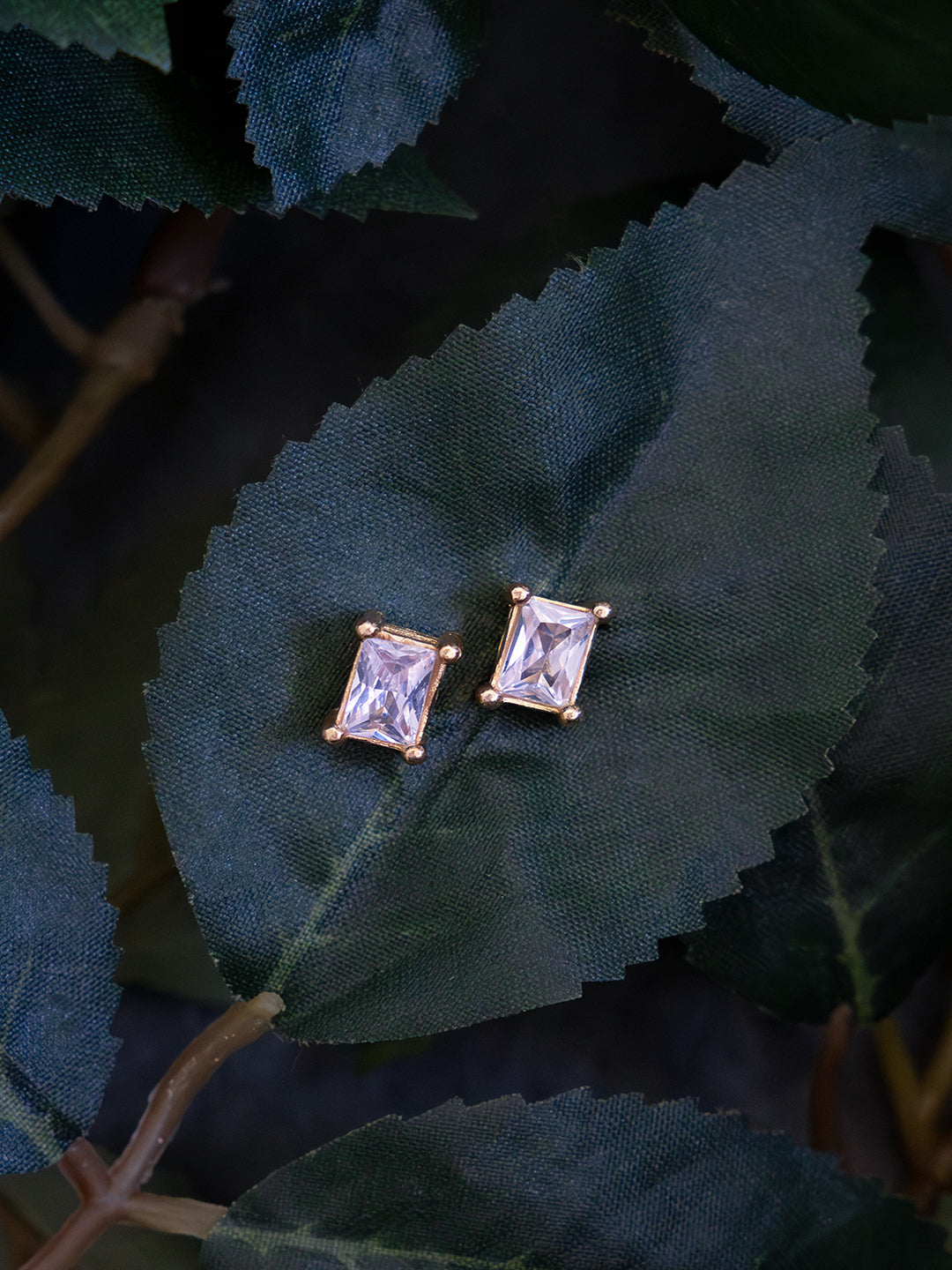 Aura Rectangle Diamond Brass Studs (Anti Tarnish)