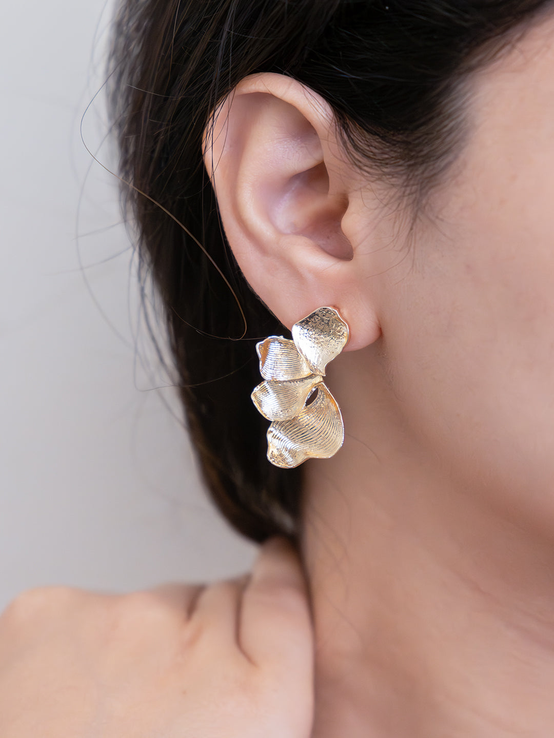 Golden Ripple Statement Earring