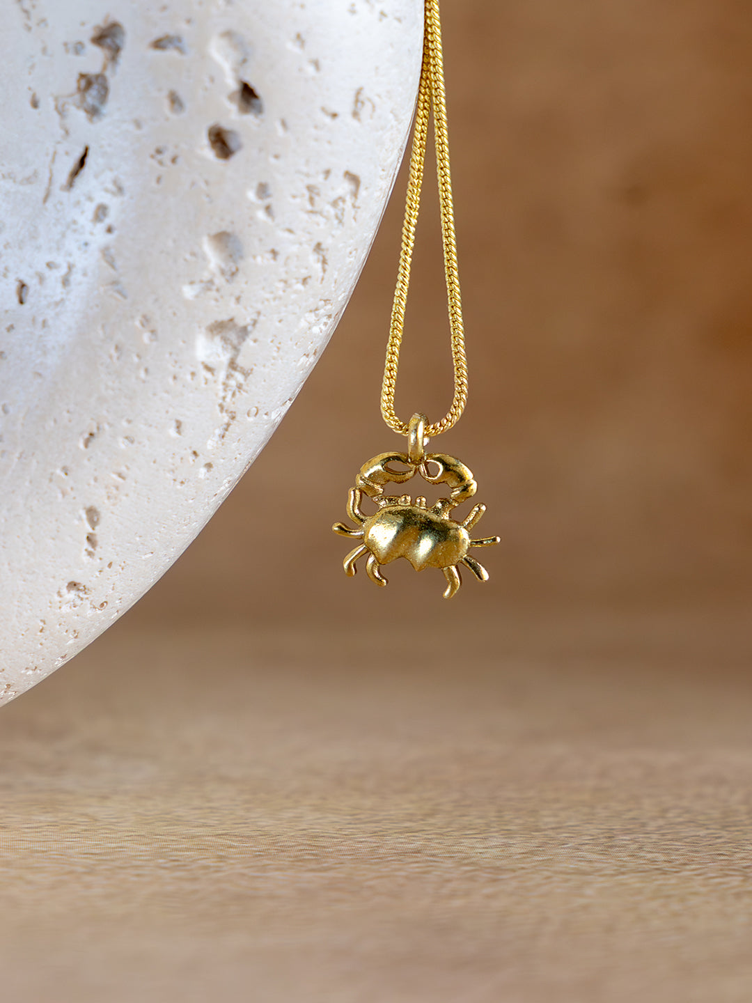 Golden Cancer Zodiac Brass Necklace (Anti Tarnish)