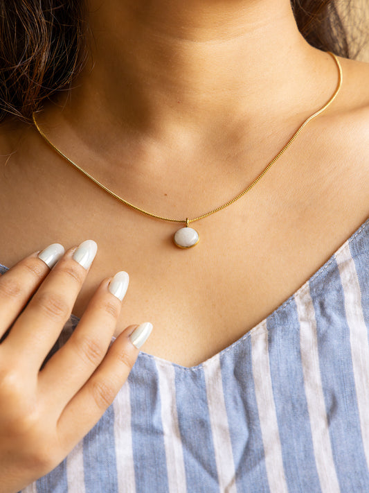 Moon Stone Brass Necklace (Anti Tarnish)