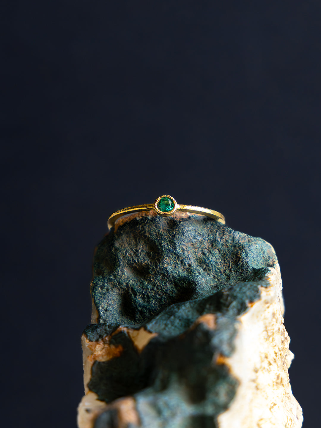 Luna Dot Brass Adjustable Ring (Anti Tarnish)