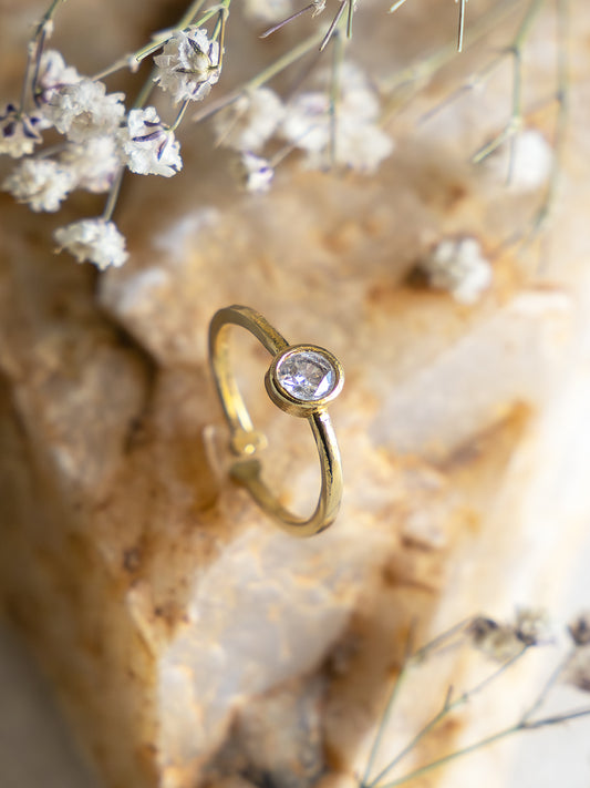 Aura Bezel Ring Brass Adjustable Ring Valentine (Anti Tarnish)