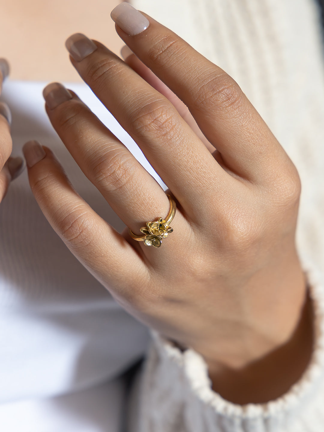 Floriva Bloom Brass Adjustable Ring (Anti Tarnish)