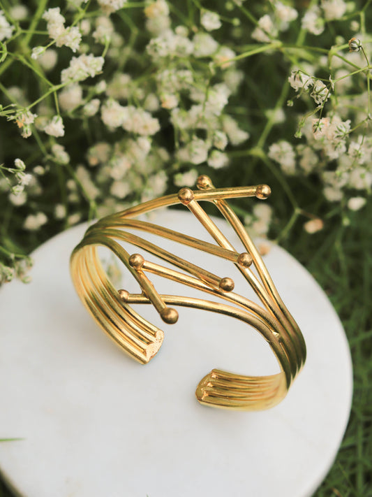 Orbit Wrap Adjustable Brass Golden Bracelet (Anti Tarnish)