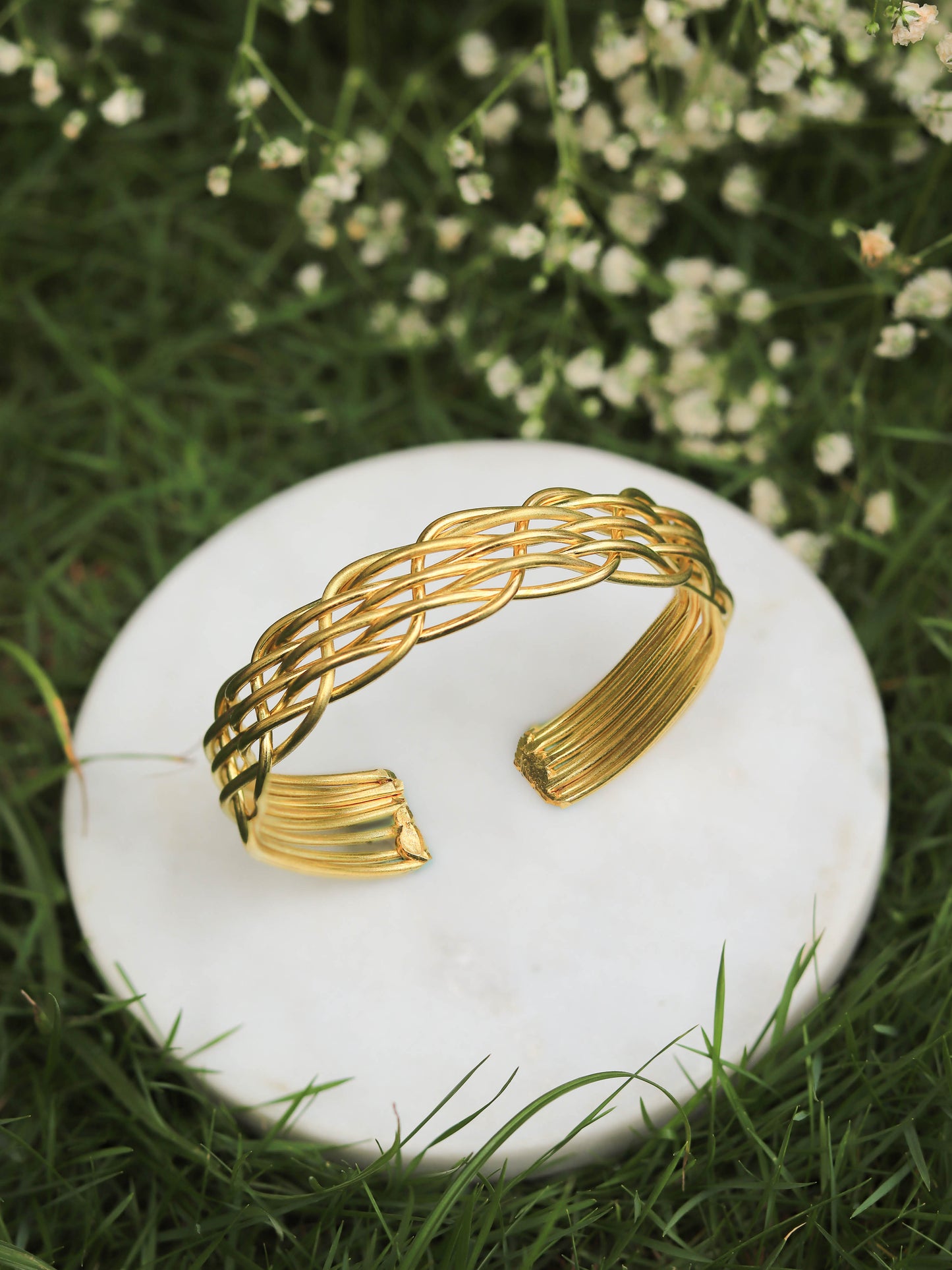 WeaveWhirl Adjustable Brass Bracelet (Anti Tarnish)