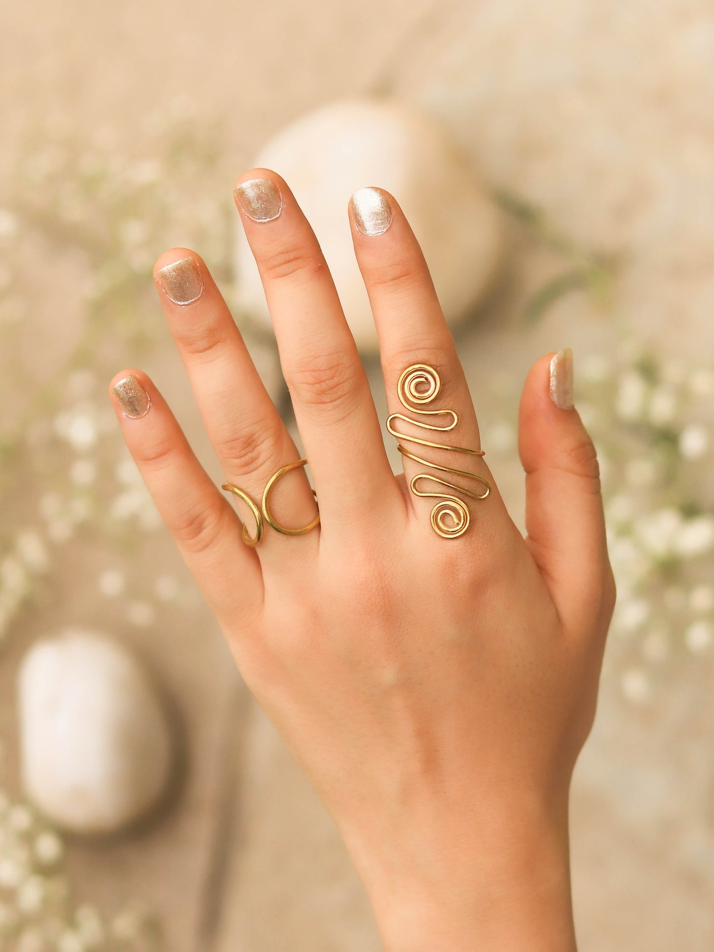 Statementy Staple 2 Rings Combo Brass Adjustable Ring (Anti Tarnish)