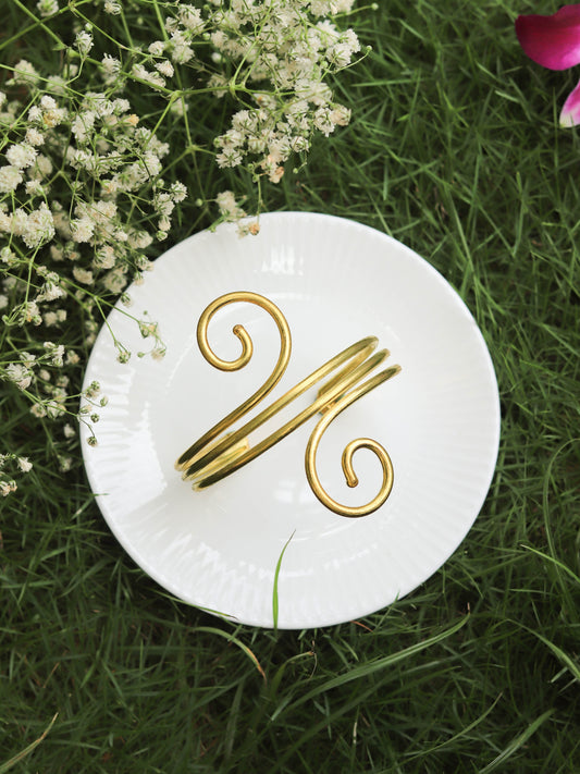 Scroll Handcrafted Adjustable Brass Bracelet (Anti Tarnish)