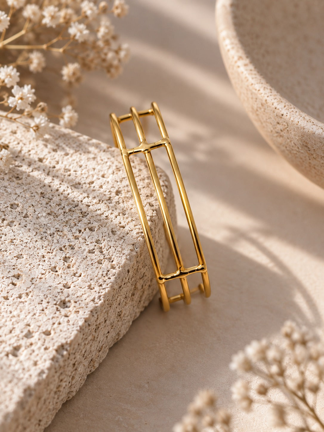 Aurum Grid Brass Adjustable Bracelet (Anti Tarnish)