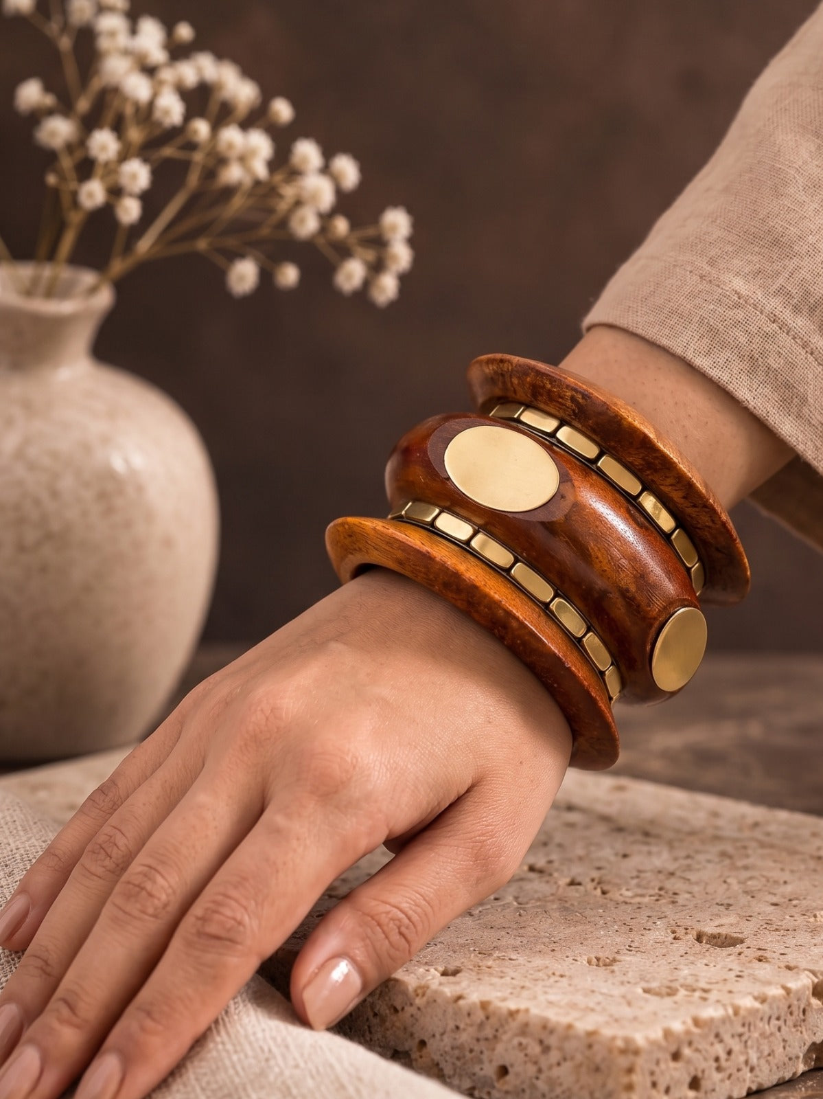 Terra Wood Bracelet Stack (Stack of 3 bracelets )