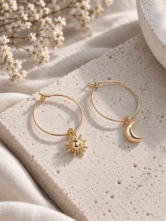 Mismatched Sun Moon Earring