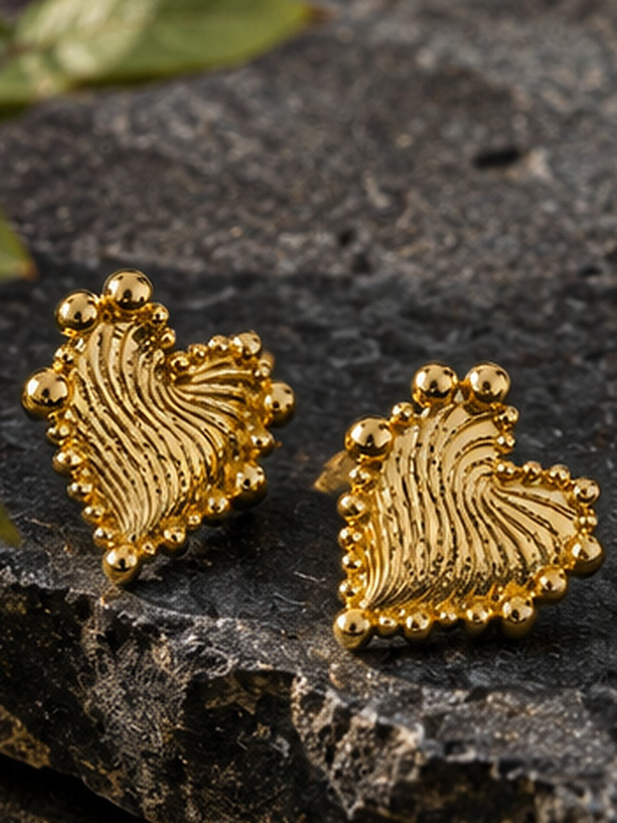 Ornate Gold Heart Earrings