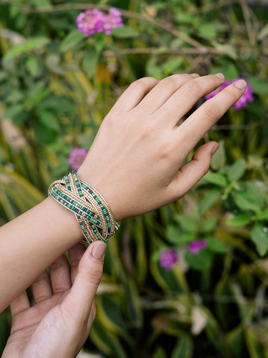 Green Entwine Beaded Adjustable Bracelet