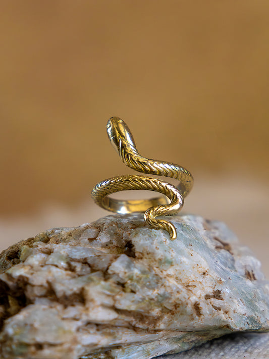 Serpent Twist Brass Ring (Adjustable, Anti-Tarnish)