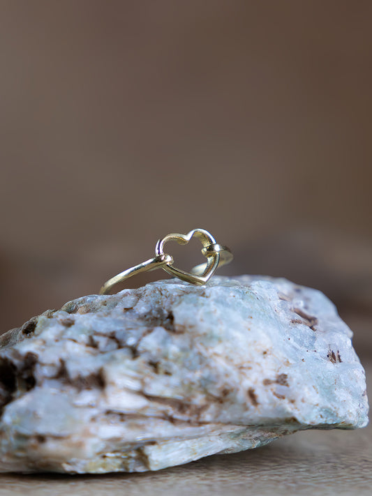 Linked Heart Brass Adjustable Ring (Anti Tarnish)