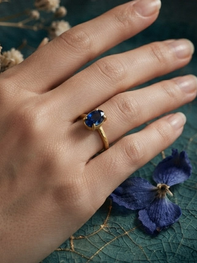 Midnight Petal Solitaire Adjustable (Anti Tarnish)