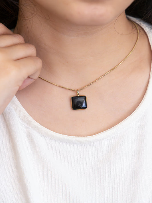 Midnight Square Brass Necklace (Anti Tarnish)