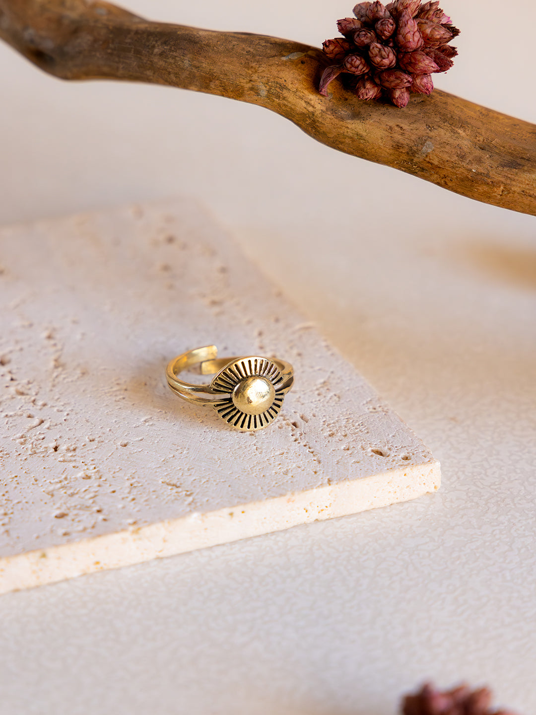 Auric Ray Brass Adjustable Ring (Anti Tarnish)