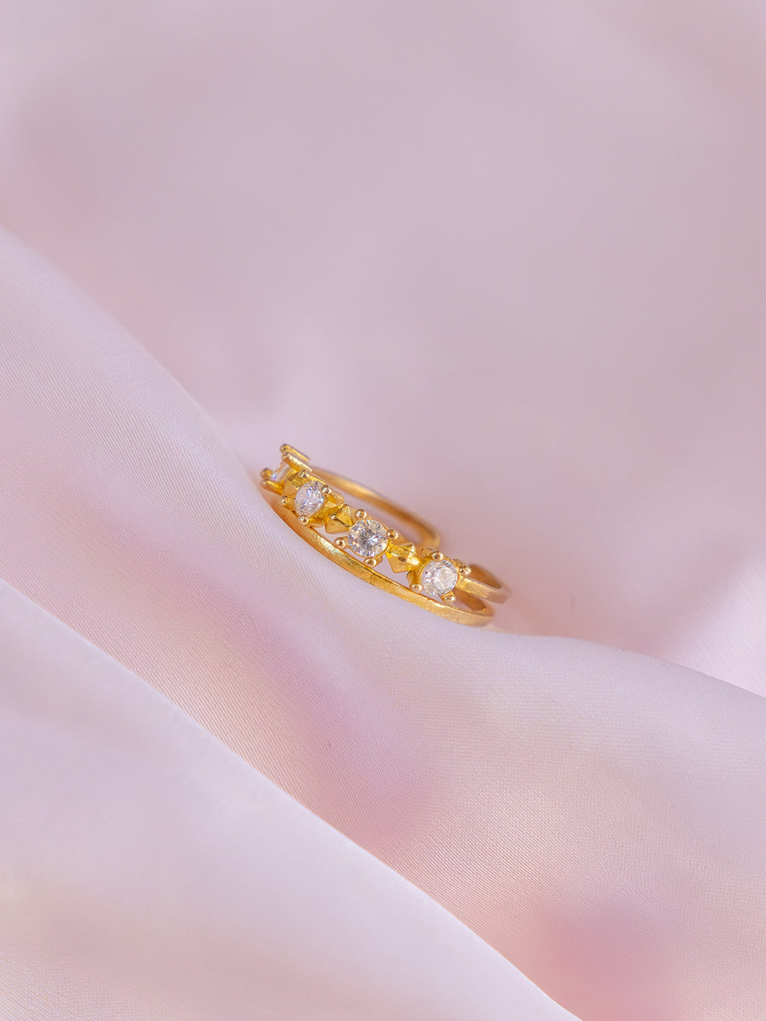 Tri Ray Brass Adjustable Ring (Anti Tarnish)