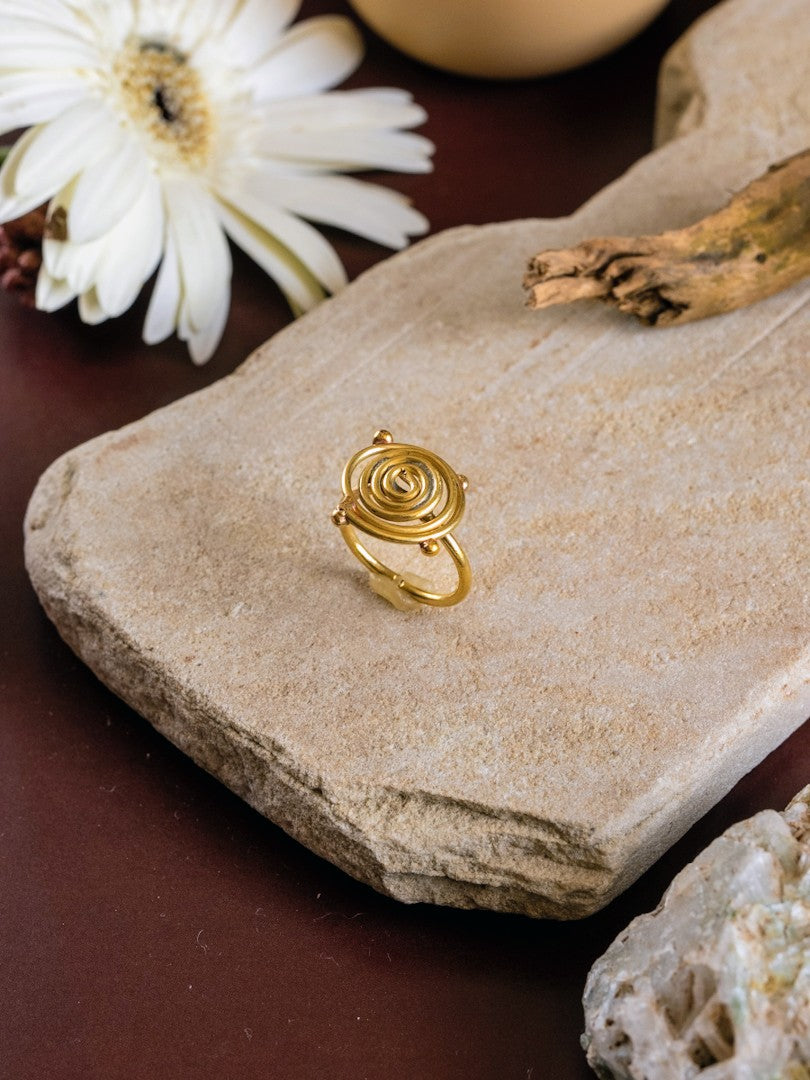 Spiral Sun Brass Ring Adjustable (Anti Tarnish)