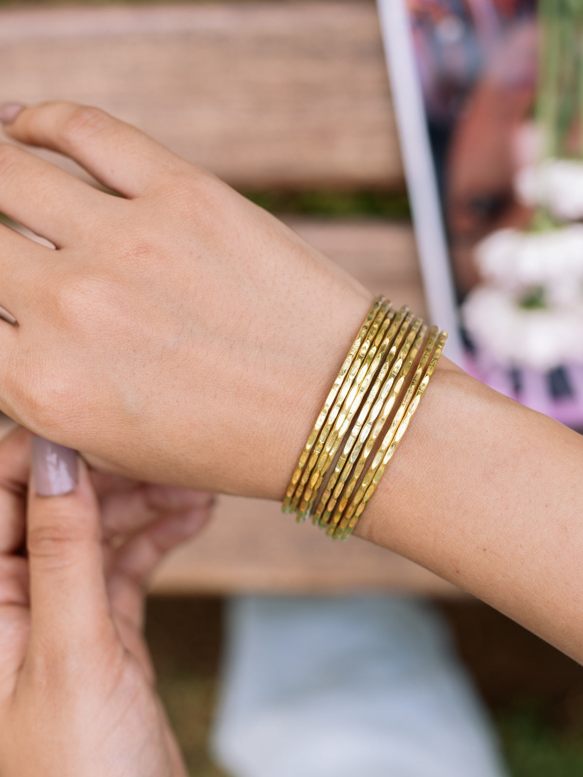 Viral 9 Layer Golden Round Bangle Adjustable Brass Bracelet (Anti Tarnish)