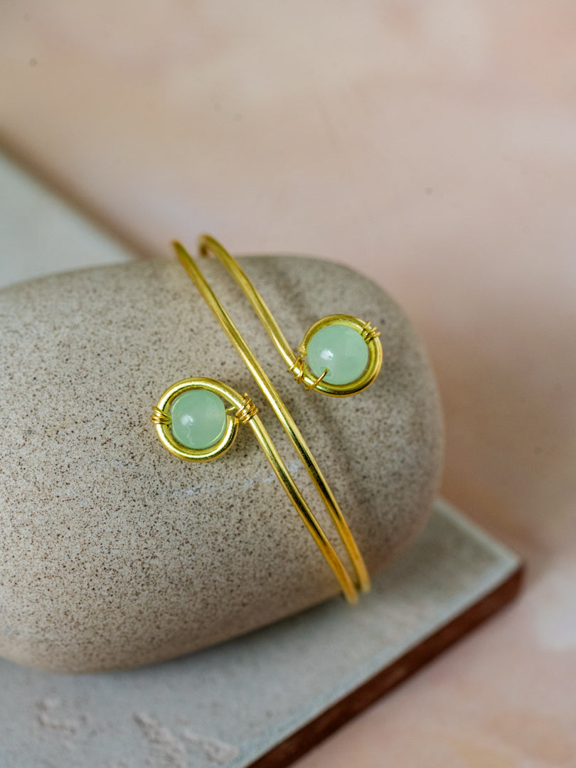 Twin Halo Open Brass Adjustable Bracelet (Anti Tarnish)