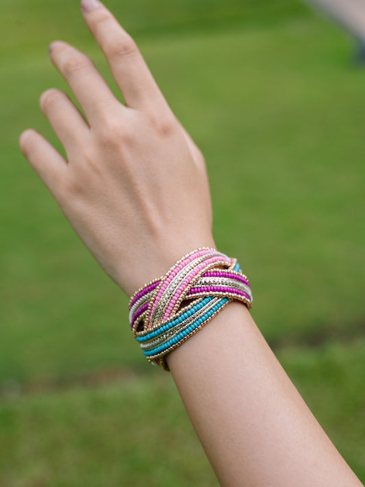 Multicolor Entwine Beaded Adjustable Bracelet