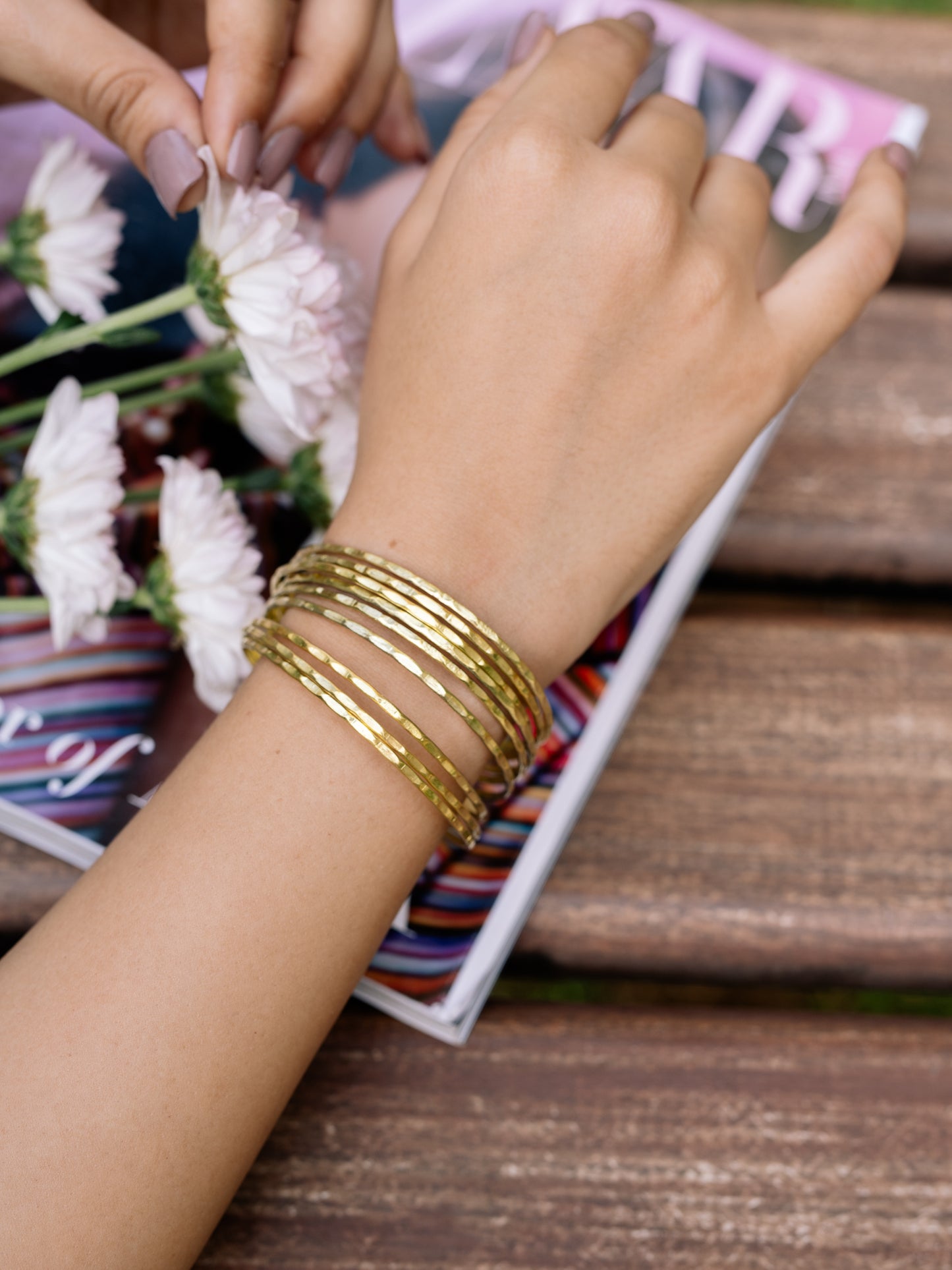 Viral 9 Layer Golden Round Bangle Adjustable Brass Bracelet (Anti Tarnish)