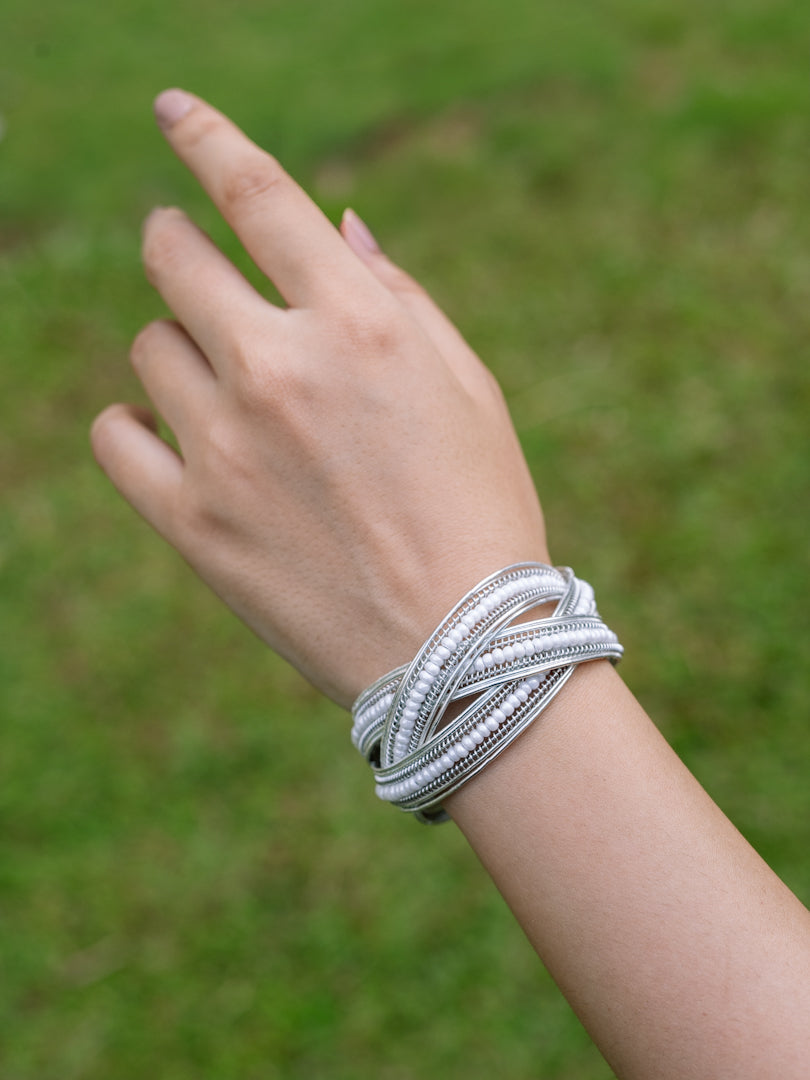 Grey Entwine Beaded Adjustable Bracelet