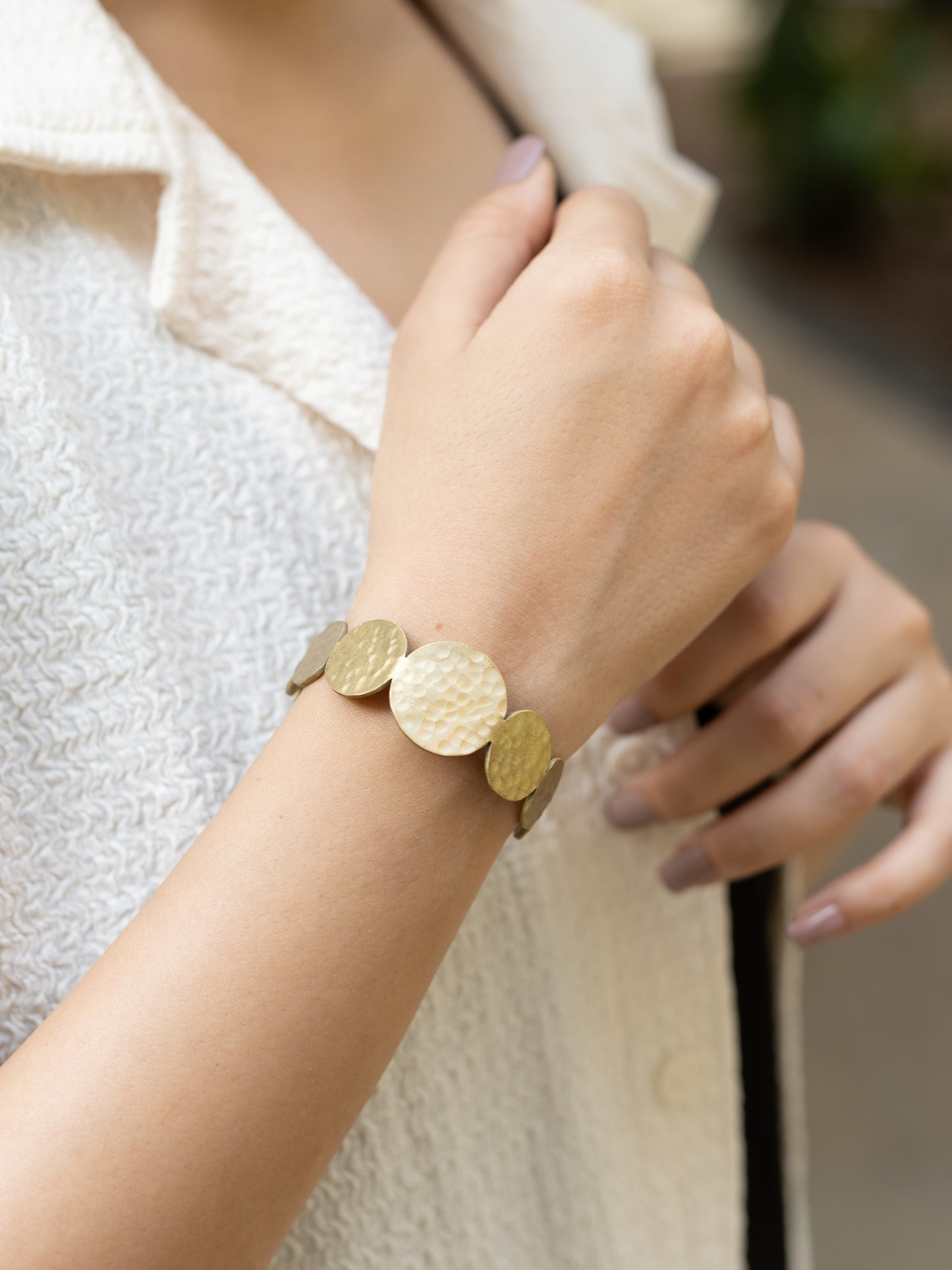 Oro Hammered Brass Adjustable Bracelet (Anti Tarnish)