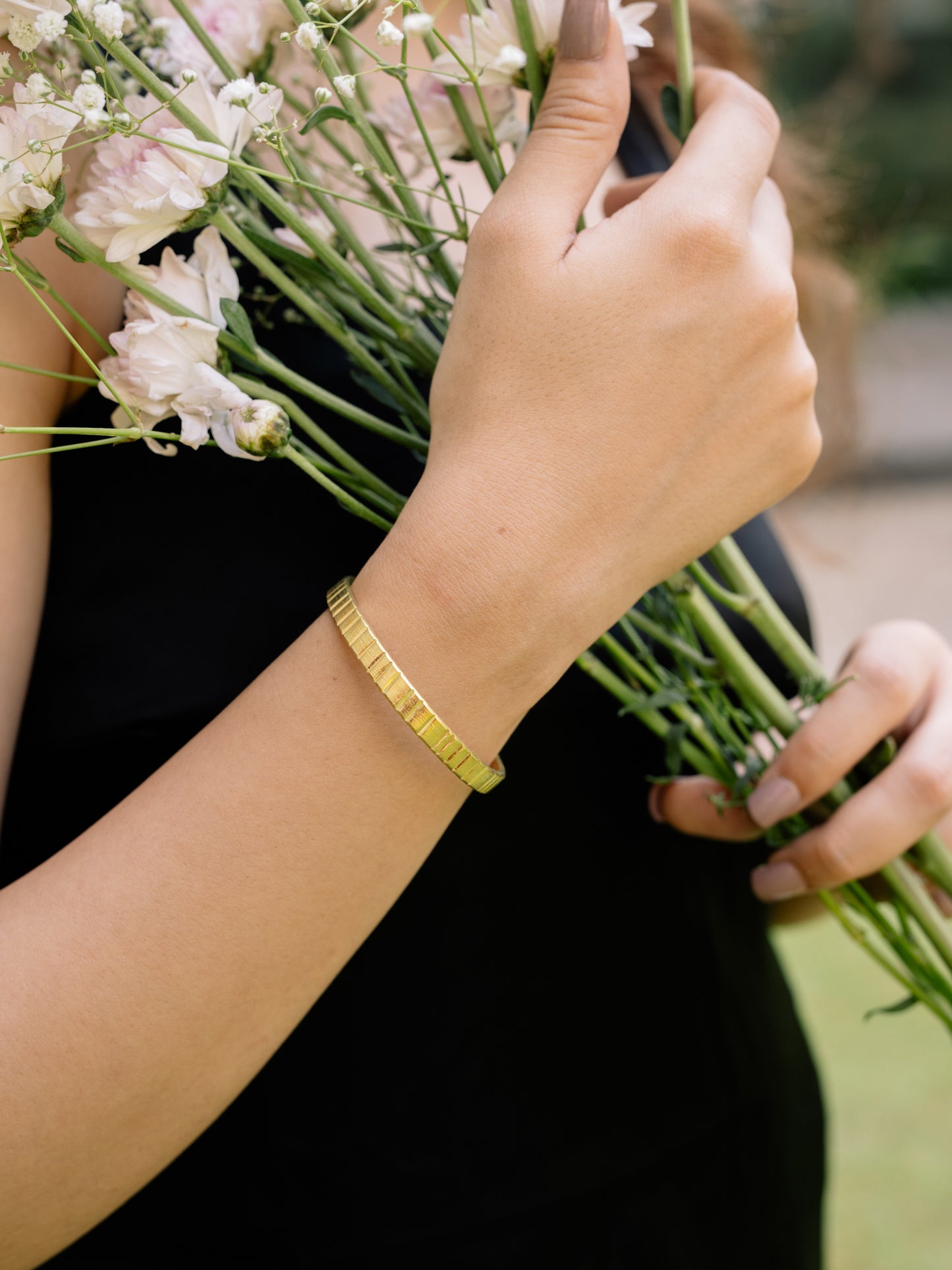 Golden Rhythm Brass Bracelet Stack (Set of 3) (Anti Tarnish)