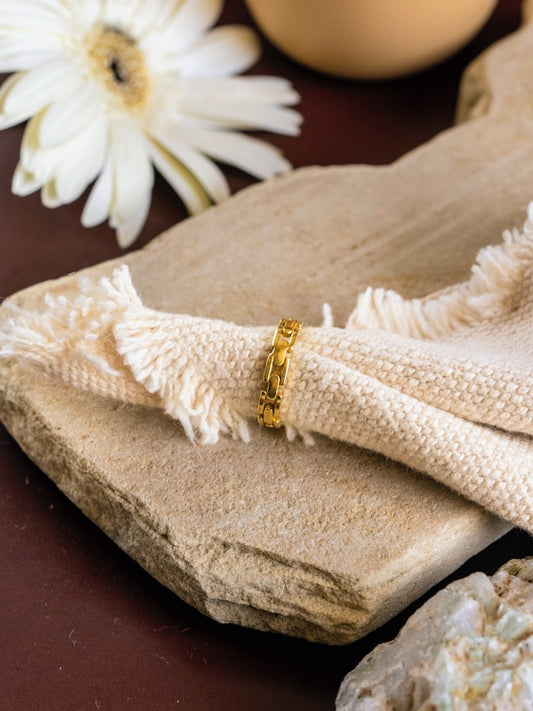 Chain Link Brass Ring Adjustable (Anti Tarnish)