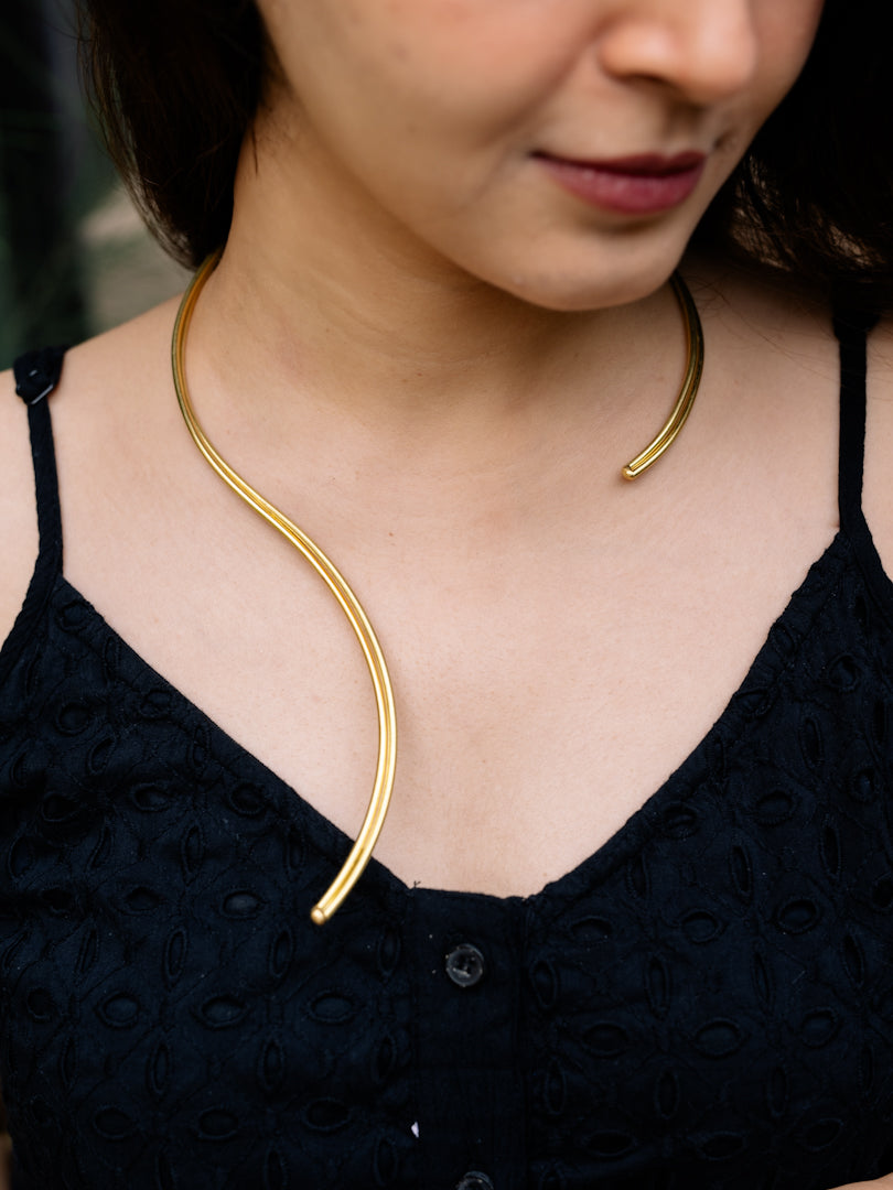 Snaro Statement Brass Adjustable Choker (Anti Tarnish)