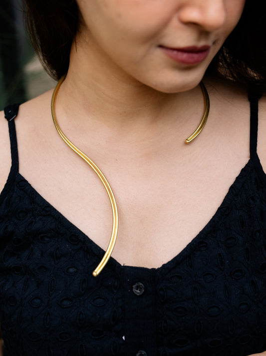 Snaro Statement Brass Adjustable Choker (Anti Tarnish)