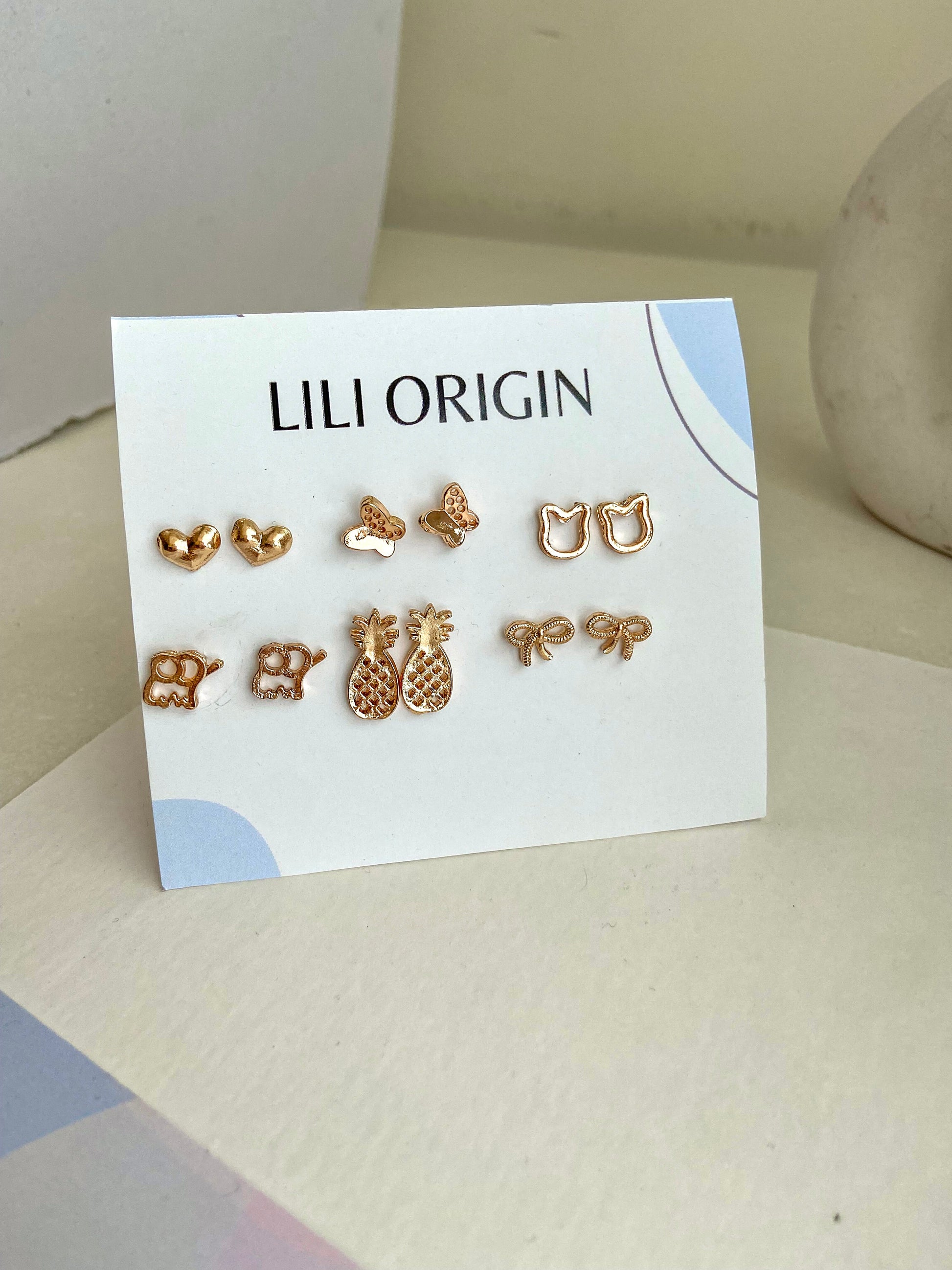 6 Pair Lili Stud earring - Lili-Origin